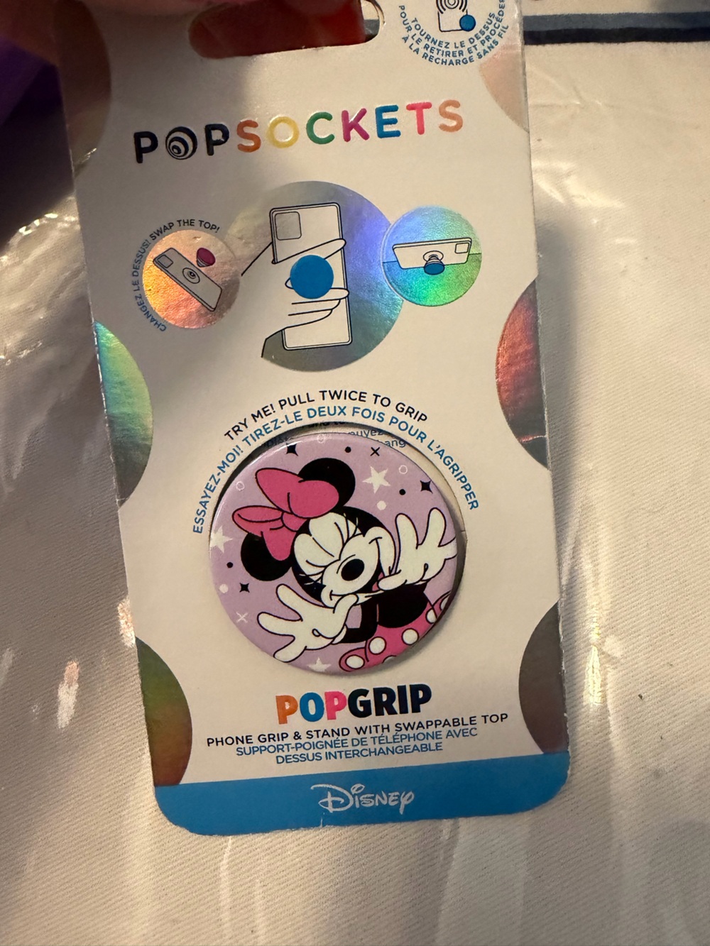 PopSocket PopGrip Minnie Mouse Lavender & Pink Phone Grip New Minnie Mouse
